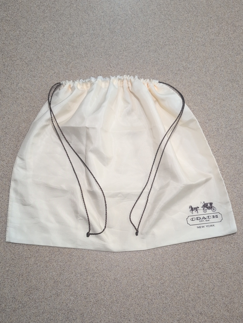 Coach Purse Satin Drawstring Dust Cover Storage Bag In Cream 19.5" X 15.5"